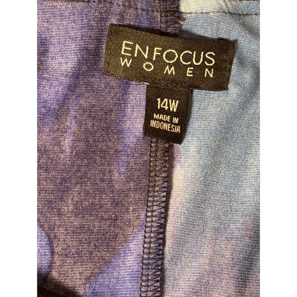 ENFOCUS WOMEN 14W Studio Blue Watercolor Print Sleeveless Dress Shift Collar - Picture 7 of 8